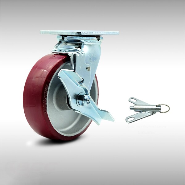 6 Inch SS Poly on Aluminum Caster with Roller Bearing and Brake/Swivel Lock SCC